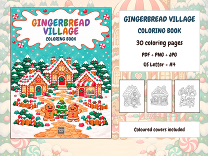 Gingerbread Village Coloring Book — complete digital bundle