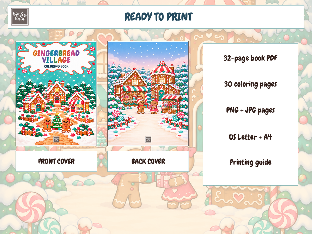 Gingerbread Village Coloring Book — whats included