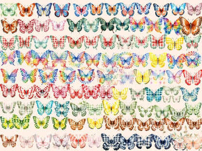 Gingham Butterflies Watercolor Clipart butterflies clipart - Wonders Artist
