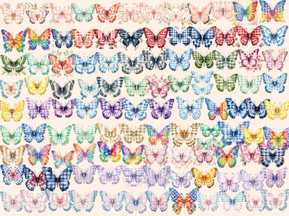 Gingham Butterflies Watercolor Clipart butterflies clipart - Wonders Artist