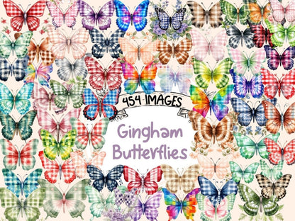 Gingham Butterflies Watercolor Clipart butterflies clipart - Wonders Artist