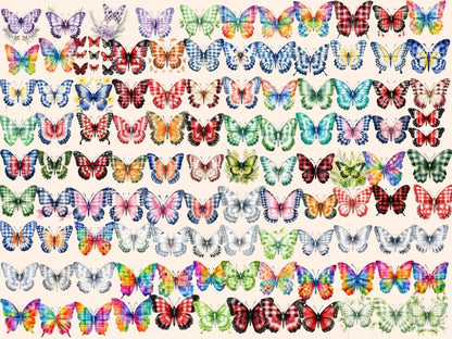 Gingham Butterflies Watercolor Clipart butterflies clipart - Wonders Artist
