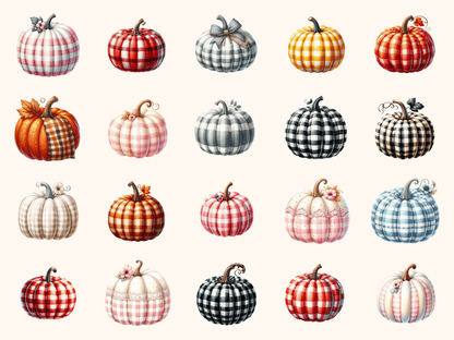 Gingham Pumpkins Clipart All Bundles Clipart Line Art - WondersArtist