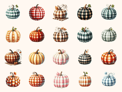 Gingham Pumpkins Clipart All Bundles Clipart Line Art - WondersArtist