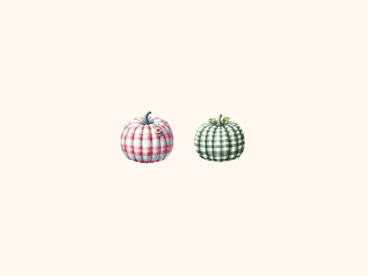 Gingham Pumpkins Clipart All Bundles Clipart Line Art - WondersArtist