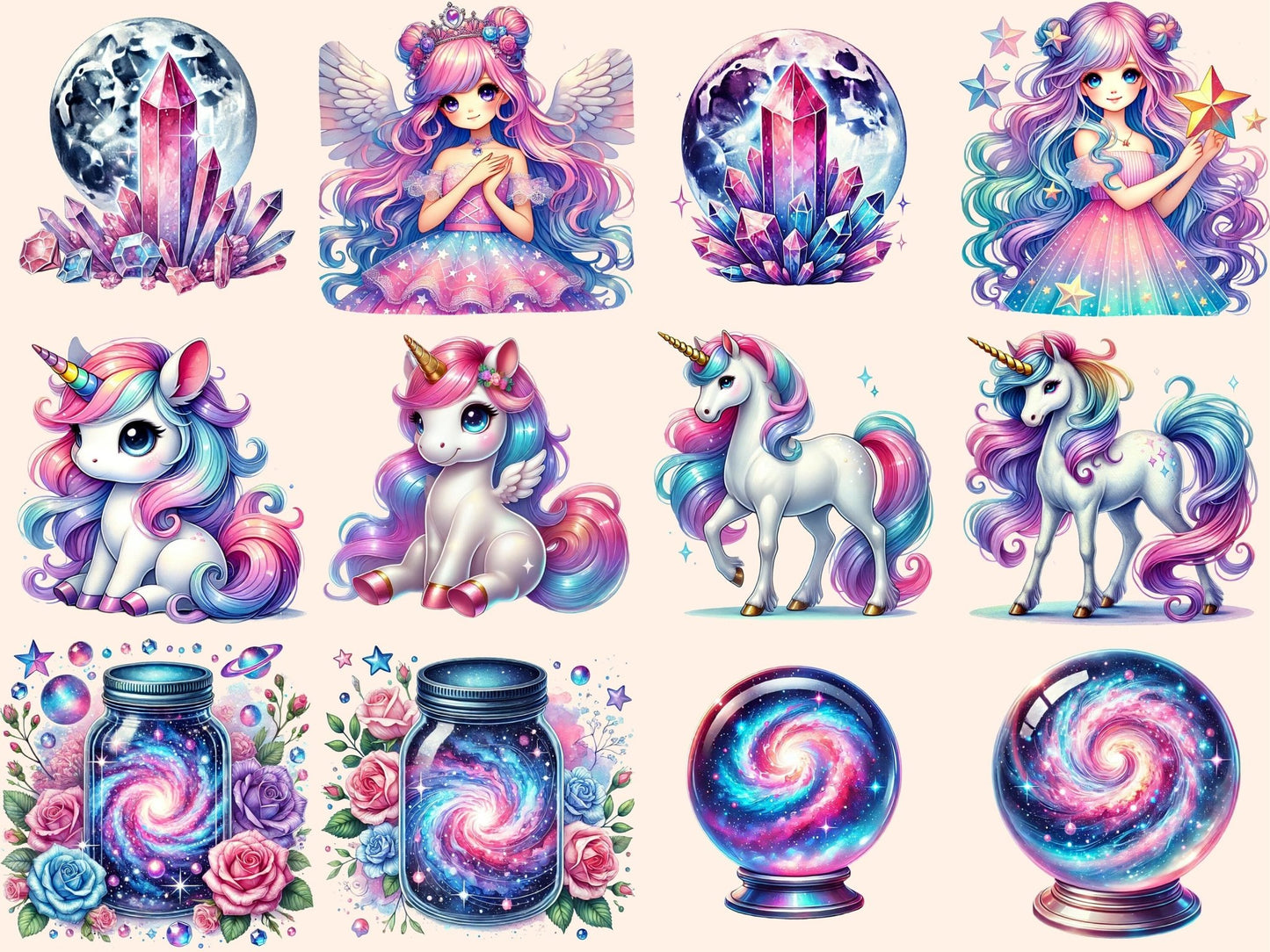 Girl Galaxy Clipart - High - Quality Instant Digital Download for Creative Projects