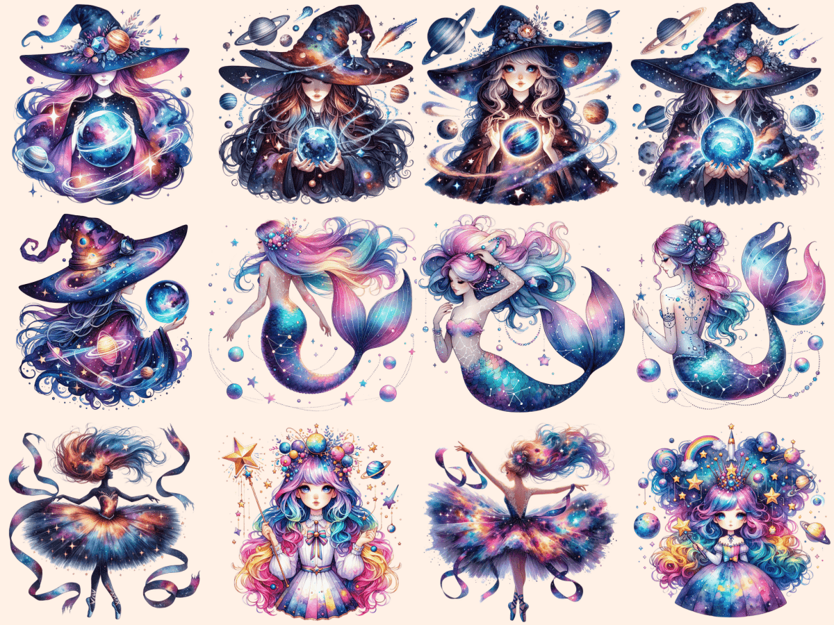 Girl Galaxy Clipart autopost celestial girl cosmic girl design - WondersArtist