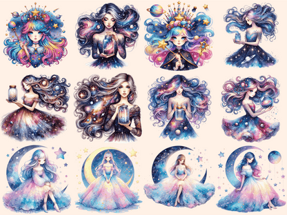 Girl Galaxy Clipart autopost celestial girl cosmic girl design - WondersArtist