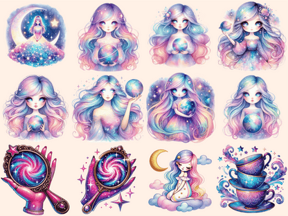 Girl Galaxy Clipart autopost celestial girl cosmic girl design - WondersArtist