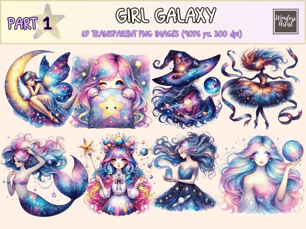 Girl Galaxy Clipart autopost celestial girl cosmic girl design - WondersArtist