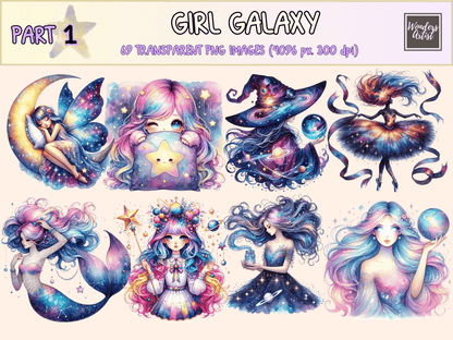 Girl Galaxy Clipart autopost celestial girl cosmic girl design - WondersArtist