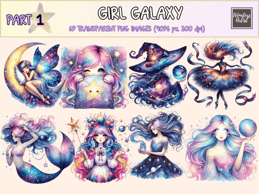 Girl Galaxy Clipart autopost celestial girl cosmic girl design - WondersArtist