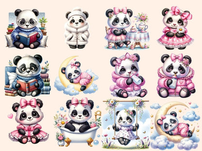 Girl Pandas Clipart Cute panda art - Wonders Artist