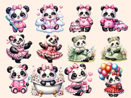 Girl Pandas Clipart Cute panda art - Wonders Artist