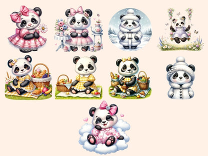 Girl Pandas Clipart Cute panda art - Wonders Artist