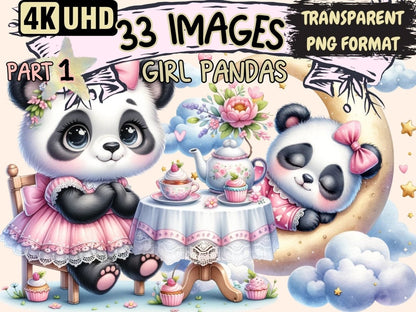 Girl Pandas Clipart Cute panda art - Wonders Artist