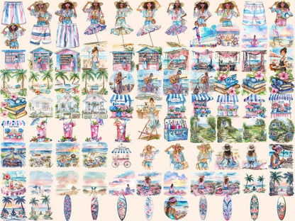 Girl Summer Watercolor Clipart beach girl clipart - Wonders Artist