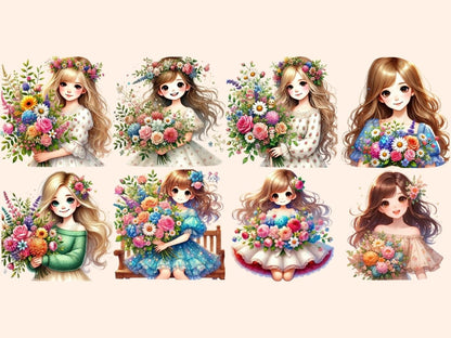 Girls with Bouquets Clipart bouquet clipart - Wonders Artist