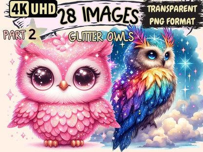Glitter Owls (P2) Clipart cartoon owls - Wonders Artist