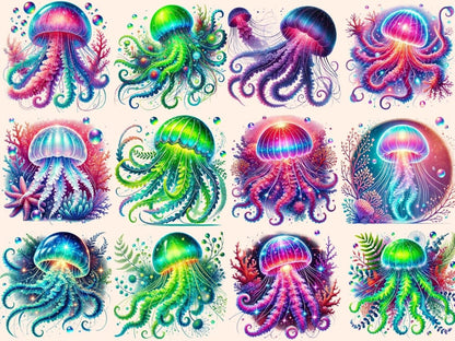 Glowing Jellyfish Clipart aquatic glow png - Wonders Artist