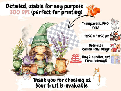 Gnome Ladies Watercolor Clipart female gnome clipart - Wonders Artist