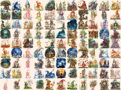 Gnome Ladies Watercolor Clipart female gnome clipart - Wonders Artist