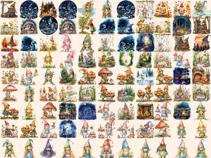 Gnome Ladies Watercolor Clipart female gnome clipart - Wonders Artist