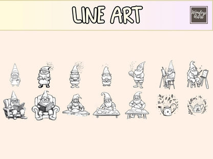 Gnome Pals Cardmaking Clipart cardmaking clipart cozy gnome clipart cute gnome png - WondersArtist