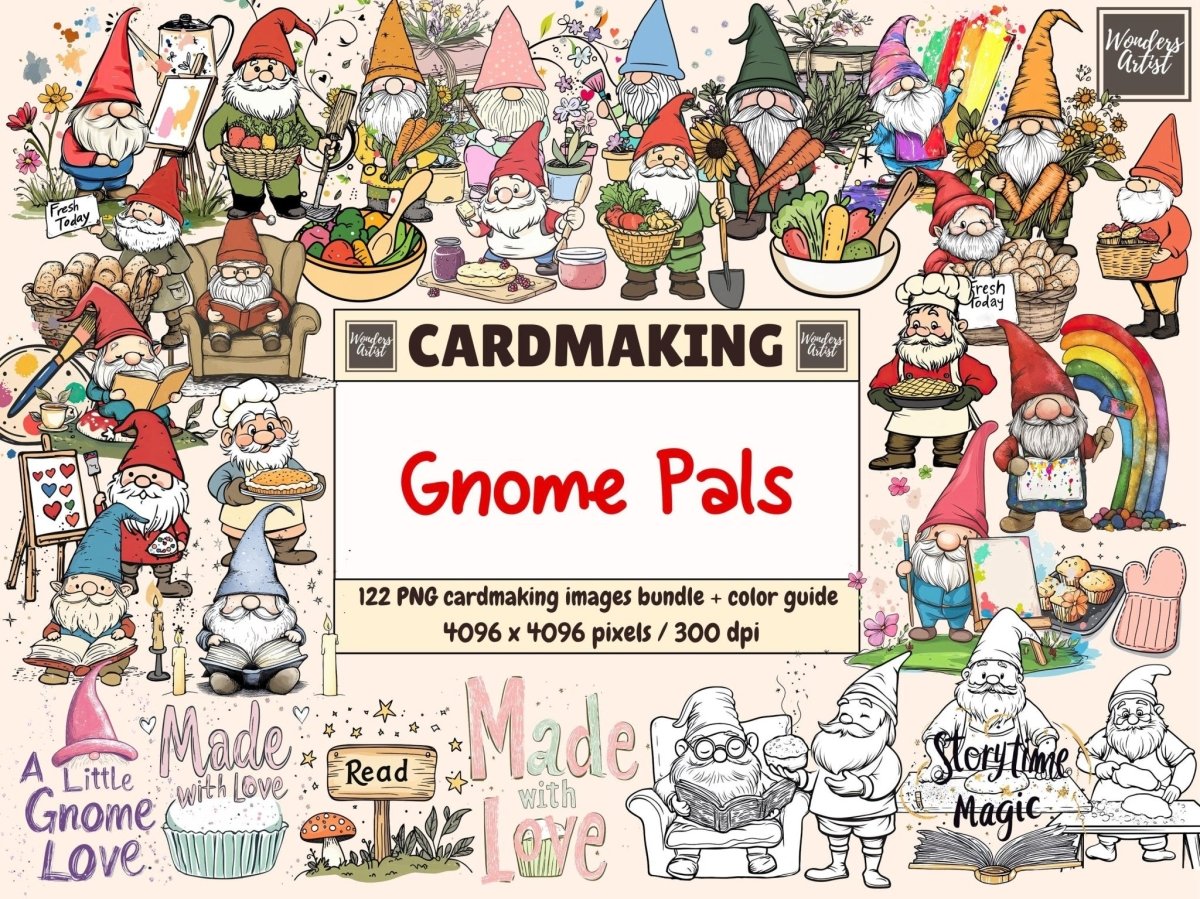 Gnome Pals Cardmaking Clipart cardmaking clipart cozy gnome clipart cute gnome png - WondersArtist