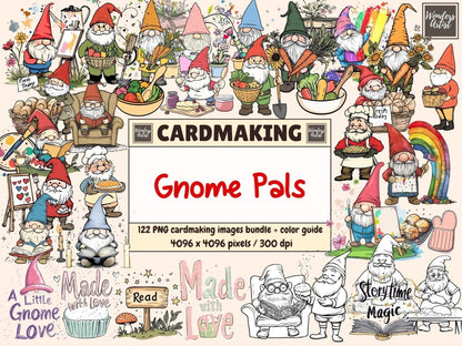 Gnome Pals Cardmaking Clipart cardmaking clipart cozy gnome clipart cute gnome png - WondersArtist