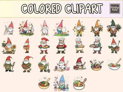 Gnome Pals Cardmaking Clipart cardmaking clipart cozy gnome clipart cute gnome png - WondersArtist