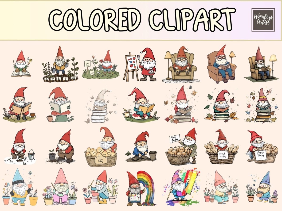 Gnome Pals Cardmaking Clipart cardmaking clipart cozy gnome clipart cute gnome png - WondersArtist