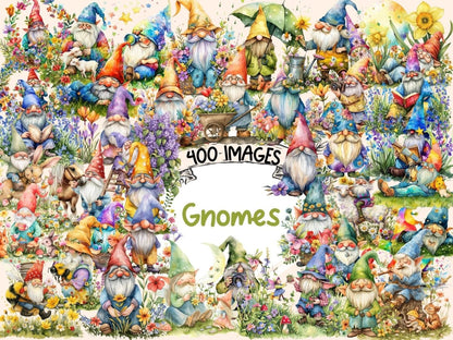 Gnomes Watercolor Clipart - Wonders Artist