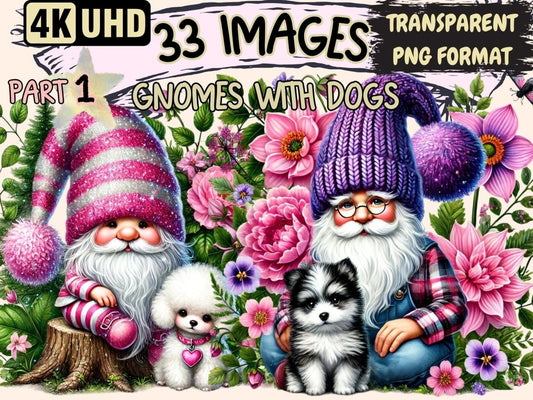 Gnomes with Dogs Clipart cute gnomes - Wonders Artist