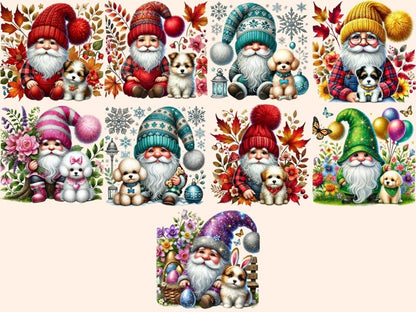 Gnomes with Dogs Clipart cute gnomes - Wonders Artist