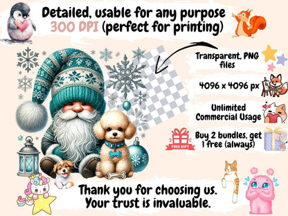 Gnomes with Dogs Clipart cute gnomes - Wonders Artist
