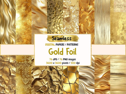 Gold Foil Seamless Digital Paper Elegant Foil Art - Wonders Artist