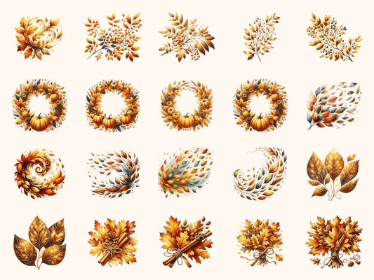Golden Autumn Leaves Clipart