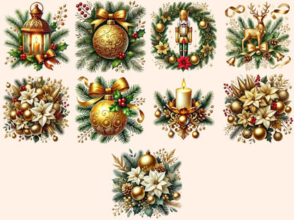 Golden Christmas Decor Clipart Christmas Gold Art - Wonders Artist