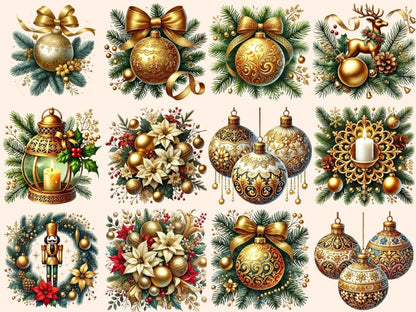 Golden Christmas Decor Clipart Christmas Gold Art - Wonders Artist
