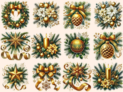 Golden Christmas Decor (P2) Clipart Christmas Gold Art - Wonders Artist