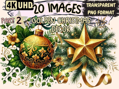 Golden Christmas Decor (P2) Clipart Christmas Gold Art - Wonders Artist