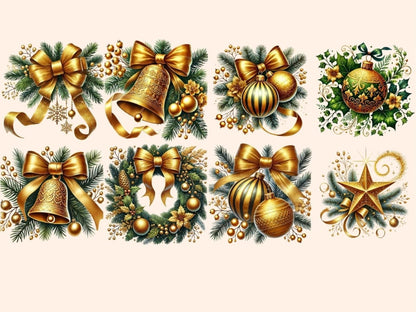 Golden Christmas Decor (P2) Clipart Christmas Gold Art - Wonders Artist