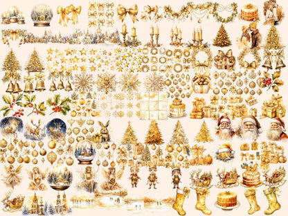 Golden Christmas Watercolor Clipart christmas clipart - Wonders Artist