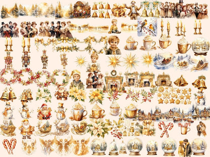 Golden Christmas Watercolor Clipart christmas clipart - Wonders Artist