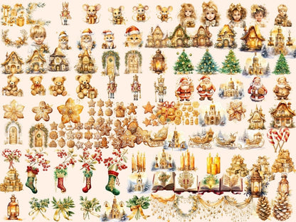 Golden Christmas Watercolor Clipart christmas clipart - Wonders Artist