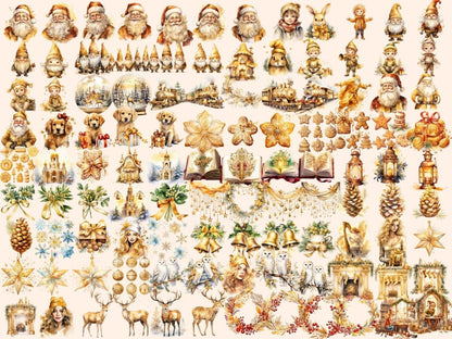 Golden Christmas Watercolor Clipart christmas clipart - Wonders Artist