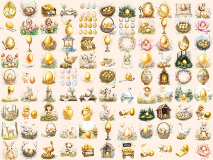 Golden Eggs Watercolor Clipart easter egg clipart - Wonders Artist