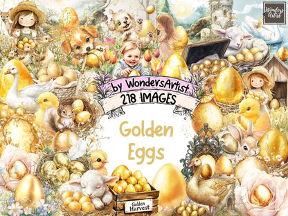 Golden Eggs Watercolor Clipart easter egg clipart - Wonders Artist