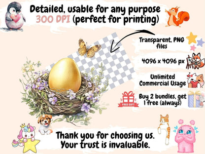Golden Eggs Watercolor Clipart easter egg clipart - Wonders Artist